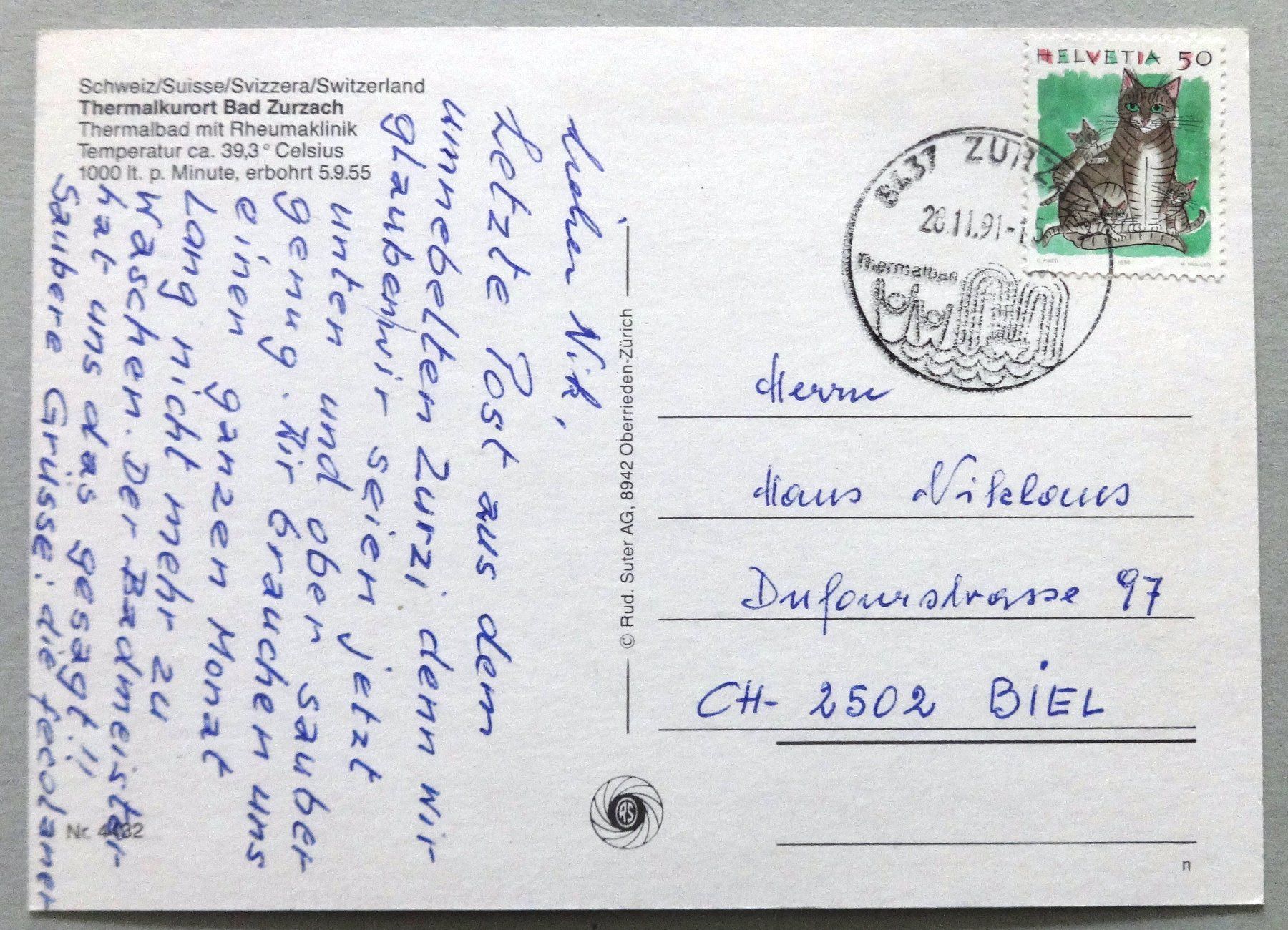 Cartoline postali: Thermalkurort Bad Zurzach – Usato da Fétigny venduto da Billy2miny 1