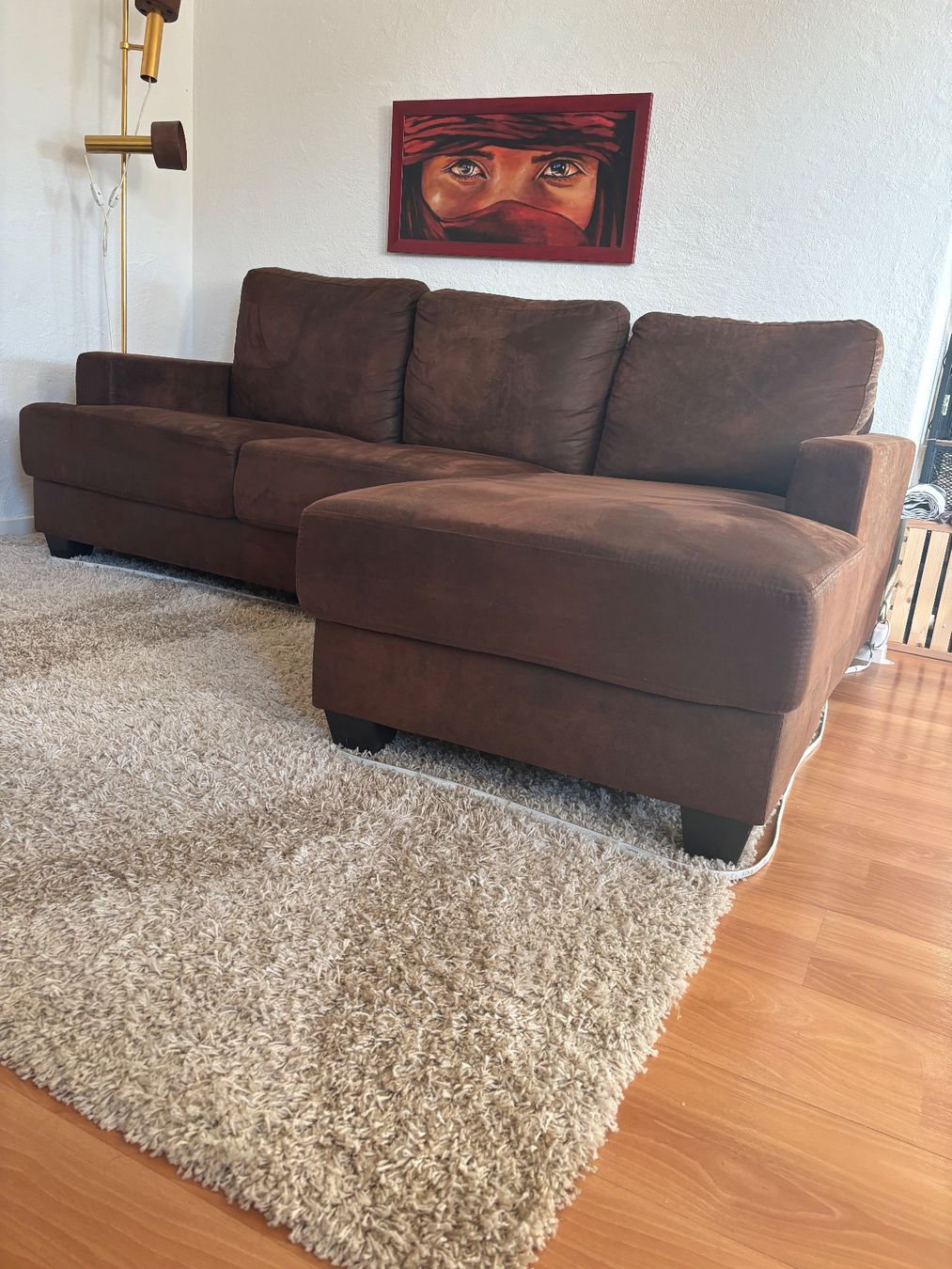 Divani: braunes Ecksofa Wildlederimitat – Usato da Volketswil venduto da ursina13 3