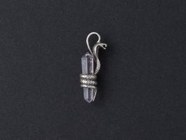 Kobra Schlange Anhänger mit Stein, Silber