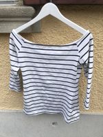 H&M, Shirt schulterfrei, blau-weiss gestreift