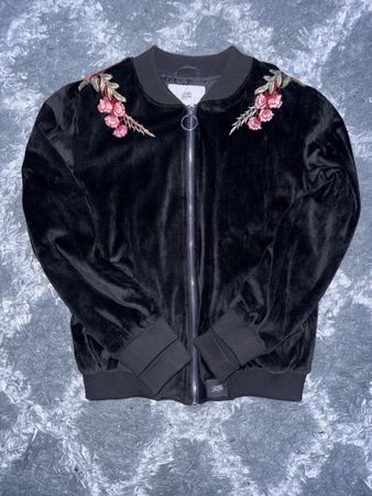 Sixth June Samt Jacke, Gr. M, Schwarz