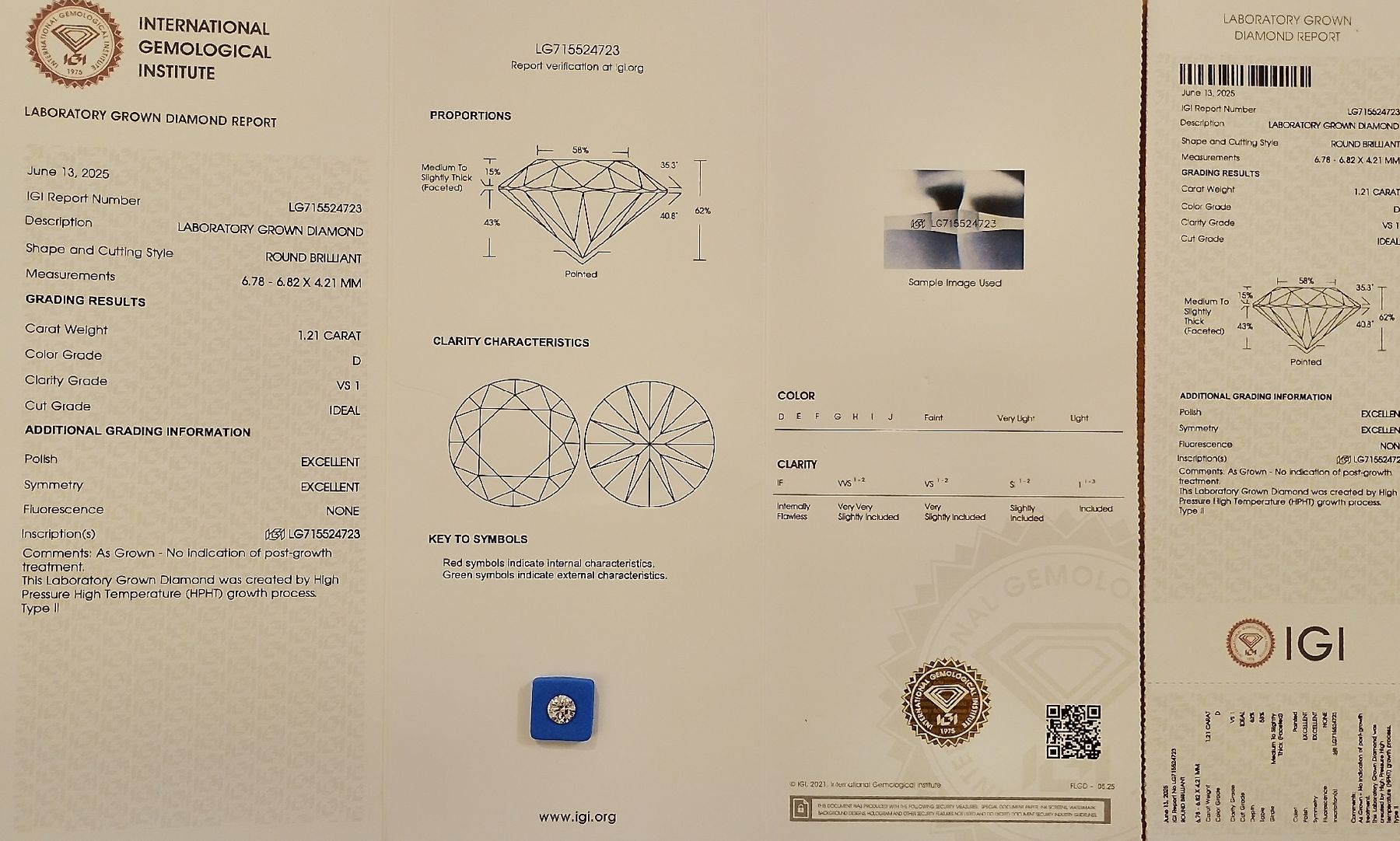 Pietre preziose: 1.21ct Diamond VS1 D ID 2EX (lab) éco-diamond – Nuovo e nell'imballaggio originale da Genève venduto da Monkey_Soldier