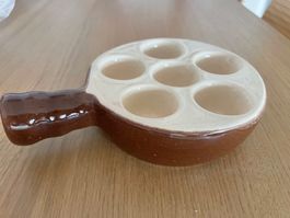 Schneckenpfännli für 6 Schnecken, Keramik, retro
