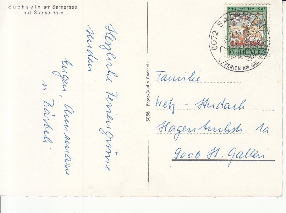 Cartoline postali: Sachseln 1967 – Usato da Bürglen TG venduto da StampGraf 1