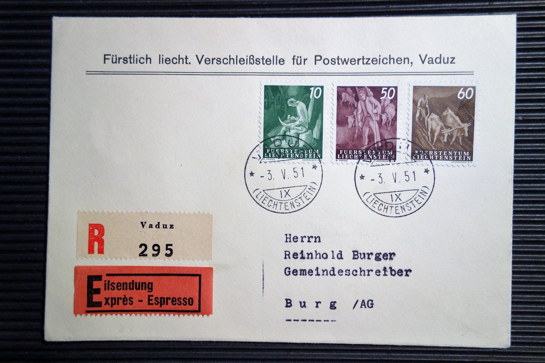 Tutti i francobolli: 1951 FDC "Landarbeit" (237/243/244) – Usato da Mettmenstetten venduto da Sutasso