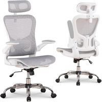 Ergonomischer Bürostuhl Kopfstütze Armlehnen 150 kg Weiss