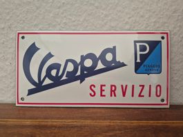 Emailschild Vespa Roller Servizio Logo Italy Emaille Schild