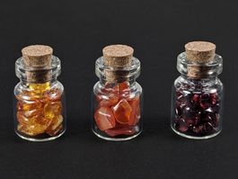 3 Wunschflaschen/Flasche Bernstein, Karneol, und Granat