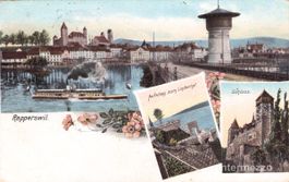 Rapperswil SG // Litho ca. 1910 Dampfschiff Lindenhof