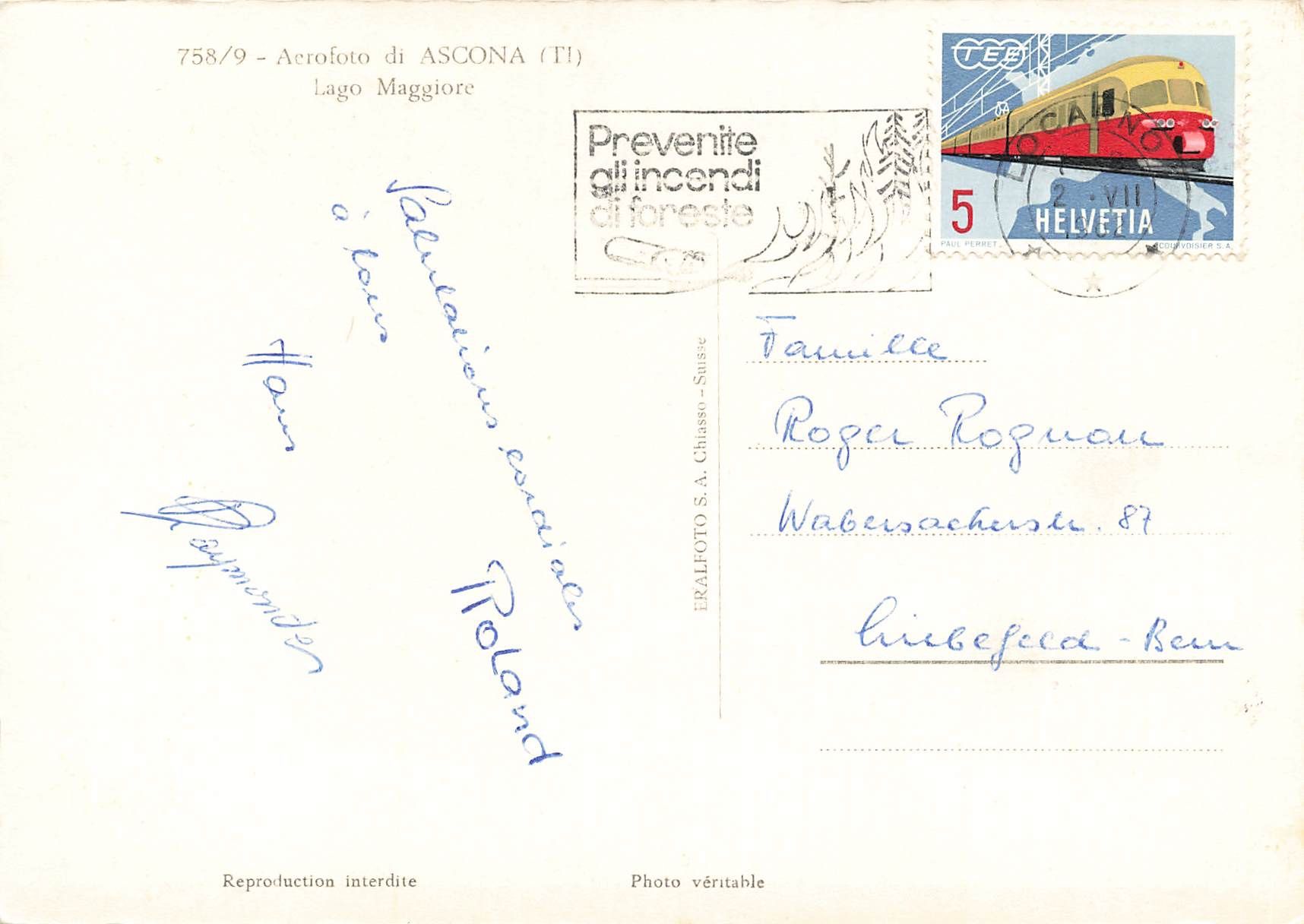 Cartoline postali: Ascona aereo foto – Usato da Biasca venduto da Blenio71 1