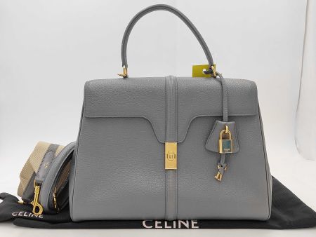 ✨ Celine 16 Medium – graues Leder mit goldfarbenen Details ✨