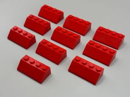 10x Lego Dachstein 2x4 Rot (red slope) NEU