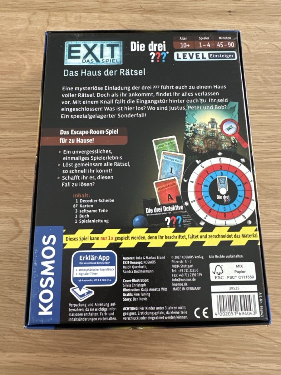 Kosmos Giochi: EXIT Das Spiel: Die drei ??? - Das Haus der Rätsel – Usato da Münsingen venduto da FiNiMu 2