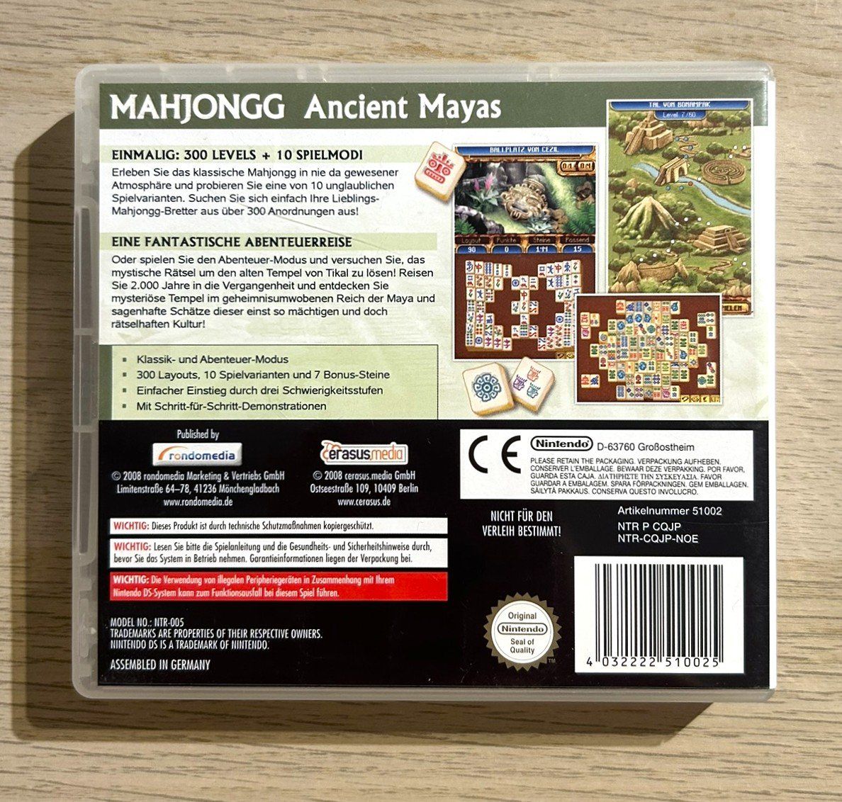Nintendo Giochi: Mahjongg Ancient Mayas Nintendo DS – Usato da St. Gallen venduto da Alpine.Arcade 1