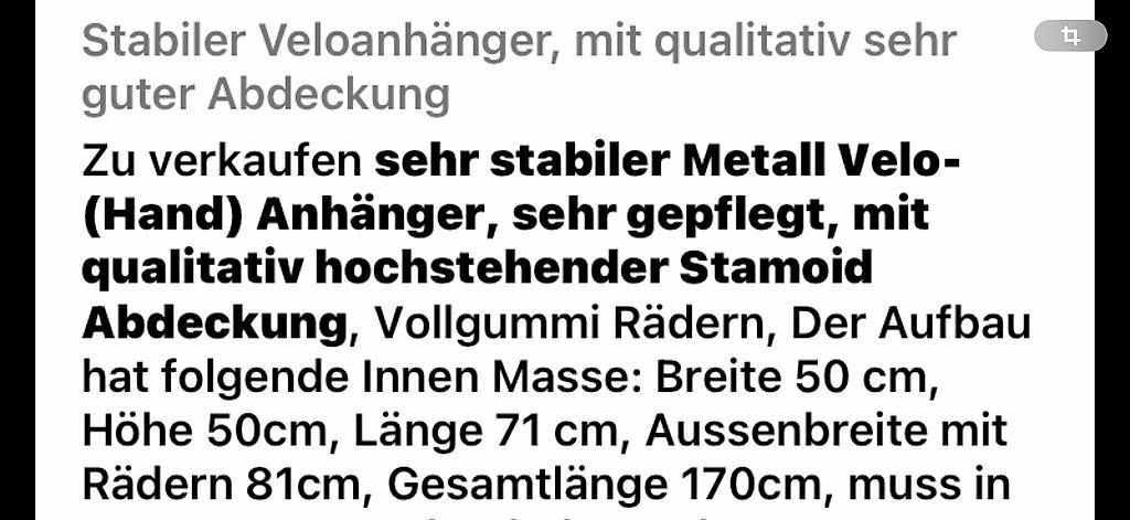 Rimorchi: Anhänger für Velo oder Mofa – Usato da Wettingen venduto da GMB1 4