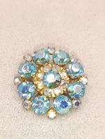 Vintage AURORA BOREALIS Brosche mit Schmucksteine Top 1940j
