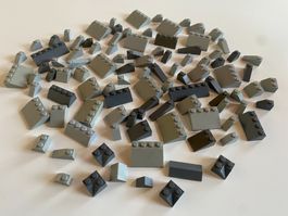 LEGO - 100 - GRAUE - DACH - UND - SCHRÄG - STEINE