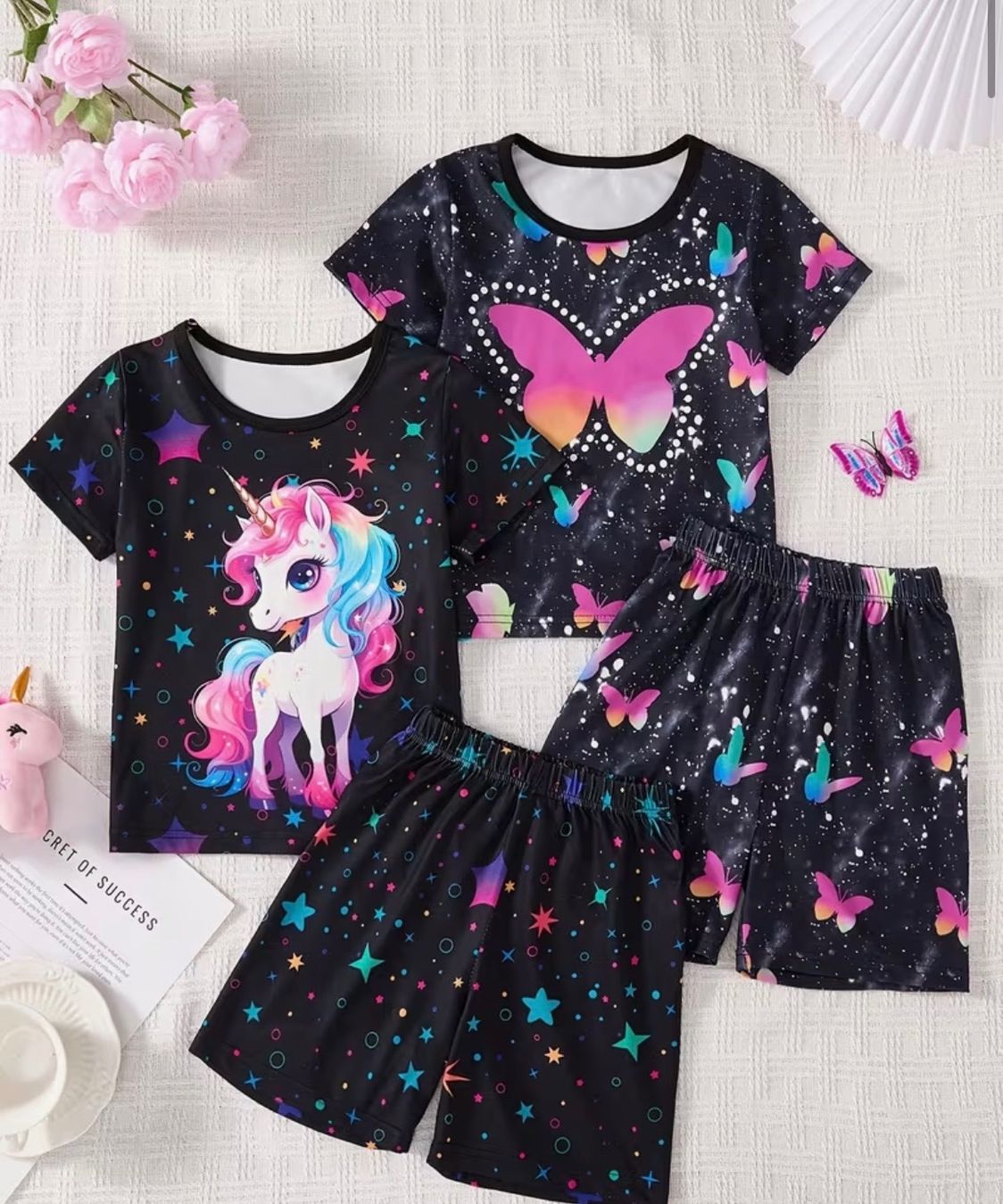 Pigiama & Simili: 2xPyjama-Set-EinhornSchmetterling-Nachtleuchtend-Grösse 100 – Nuovo (secondo la descrizione) da Teufenthal AG venduto da MeineSchatztruhe 2