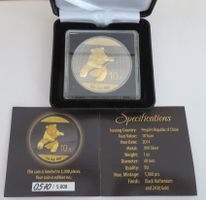 China 2014 -10 Yuan Panda - Black Ruthenium & 24 Gold Plated