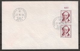 1954 : Doppelprägung Nr. J153 auf Brief