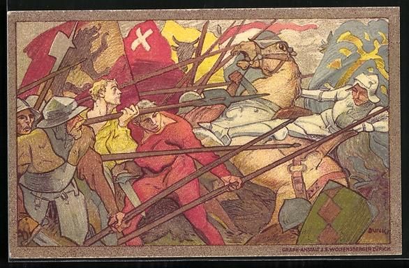 Cartes postales: Schweizer Bundesfeier 1911, Schlachtszen – D'occasion à Berlin par bartko-reher