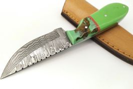 Damast Jagdmesser, Damaszenerstahl, Griff Grün-Braun, Neu!