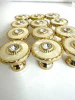 12x Möbelknöpfe, edel, goldfarben mit Strass, neuwertig