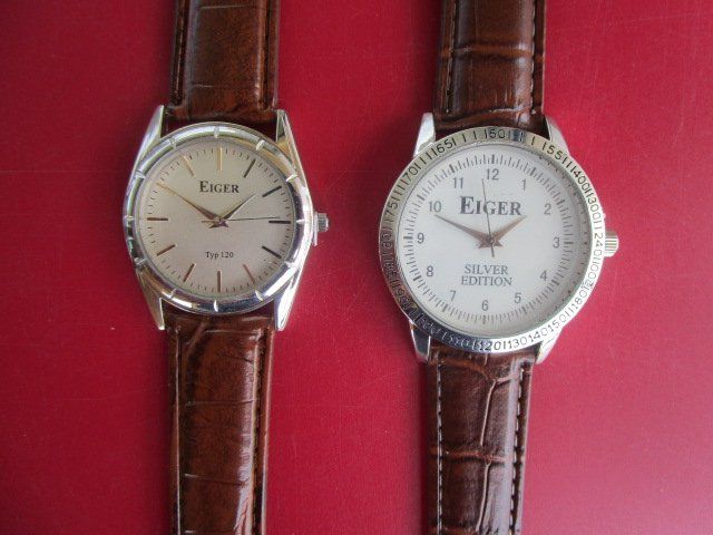 Eiger Uhren: 2 X Armbanduhren "EIGER" SILVER EDITION + Typ 120 - Unisex – Neu und originalverpackt aus Luzern von Horoskop1