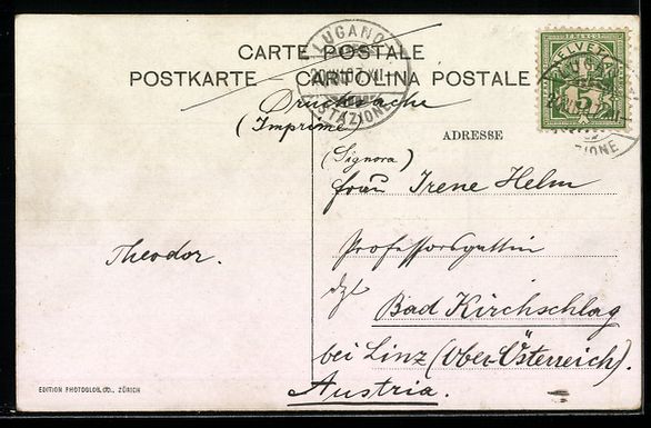 Cartoline postali: Lugano, Panorama col Monte San Salvatore – Usato da Berlin venduto da bartko-reher 1
