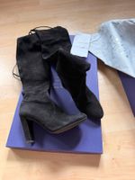 Stuart Weitzman Overknee Boots Suede Schwarz Size 36 - NEW