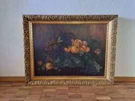 Goldener Vintage Rahmen mit Früchte Stillleben Gemälde