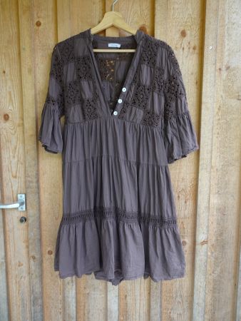 Dunkelbraunes Skaterkleid Baumwolle von Motel Gr. S - 240915
