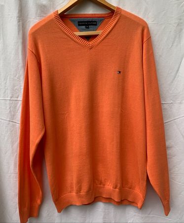 Superbe pull 100%coton TOMMY HILFIGER orangé t.L