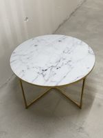 Runder Couchtisch Marmoroptik goldfarbiges Gestell