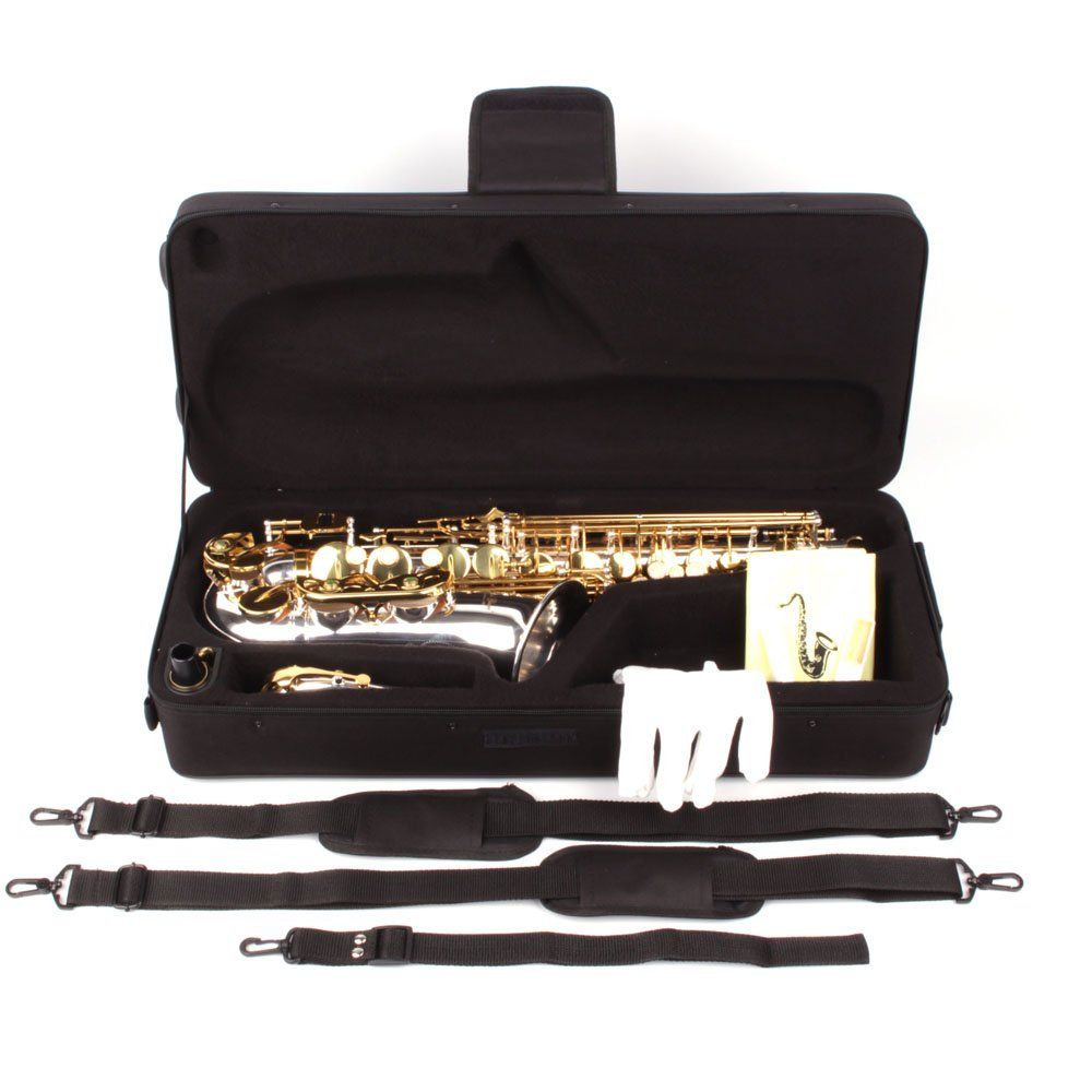 Karl Glaser Strumenti musicali: Alt Saxophon versilbert + Messingklappen, mit Koffer, NEU – Nuovo e nell'imballaggio originale da Lostallo venduto da Guddah78 5