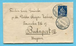 Brief von Menzingen nach Budapest 1914