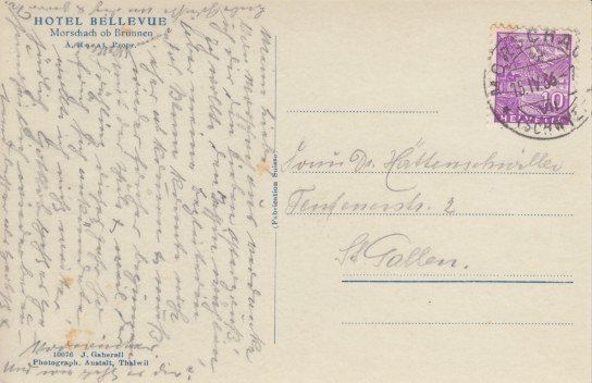 Cartoline postali: Hotel Bellevue, Morschach, 1936 – Usato da Zuerich venduto da OceanLinerPostcards 1