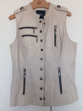 Weste aus Lammleder, beige, Grösse 38 - !