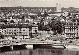 Zürich, Central, Trams, gelaufen 1959