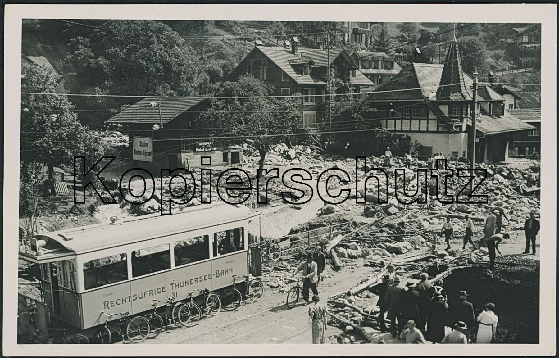 Cartoline postali: BE Gunten - Bahnhof - Bahn STI - Tram – Usato da Schindellegi venduto da Jonathan77