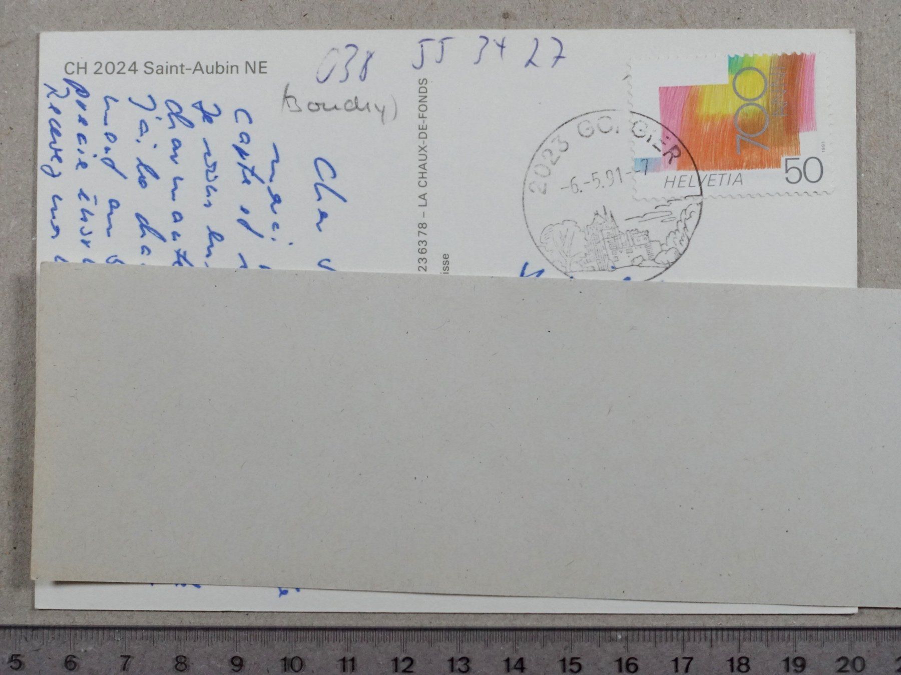 Cartoline postali: Saint-Aubin, 1991, St-Aubin – Usato da Lenzburg venduto da fh1 1