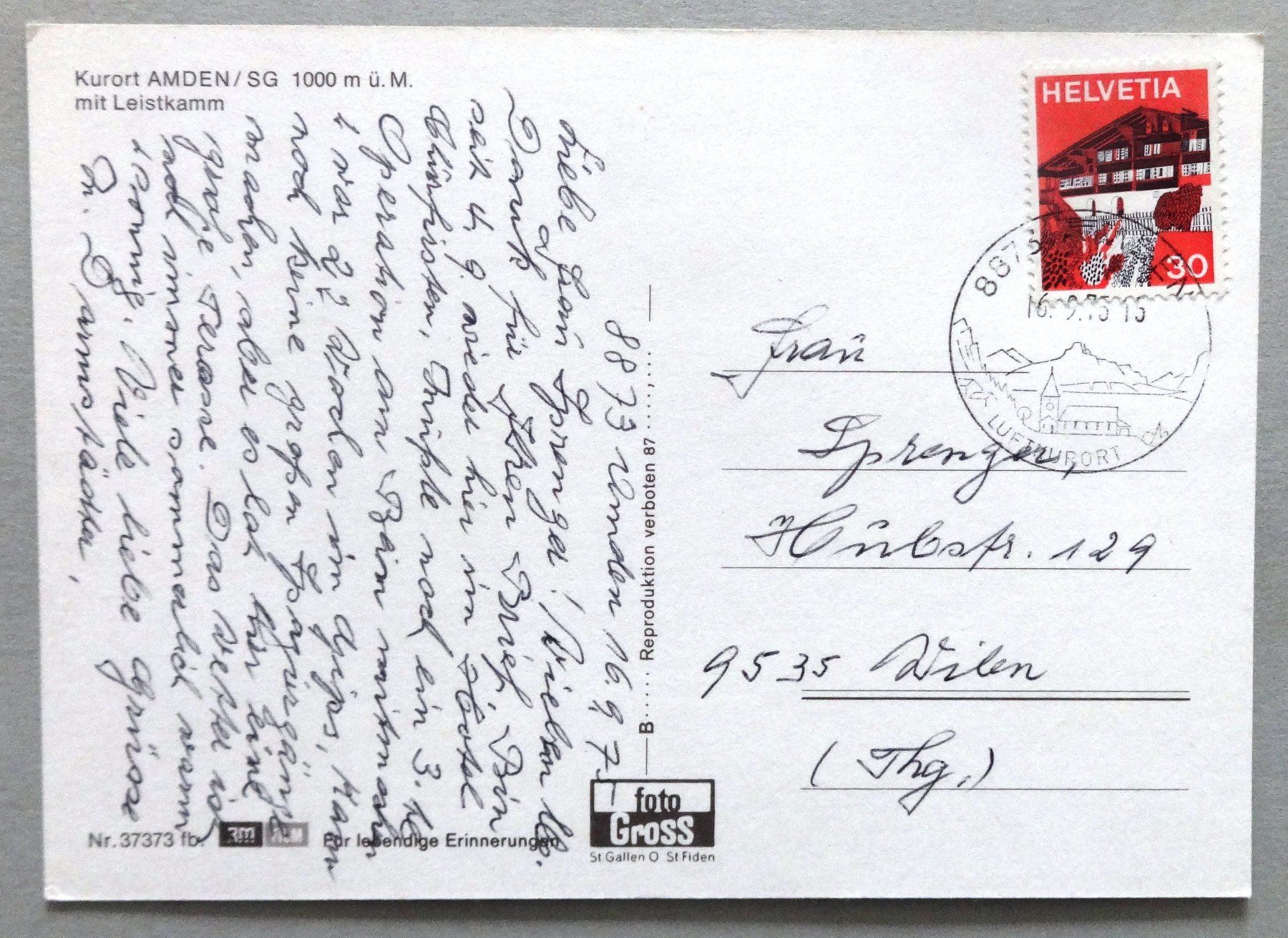 Cartes postales: Kurort Amden / SG 1000 m ü.M. – D'occasion à Fétigny par Billy2miny 1