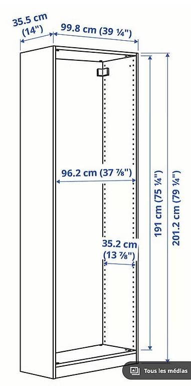 Armadi: Caisson PAX IKEA + tablards 100x35x202 – Usato da Botterens venduto da abi_tz2g 2