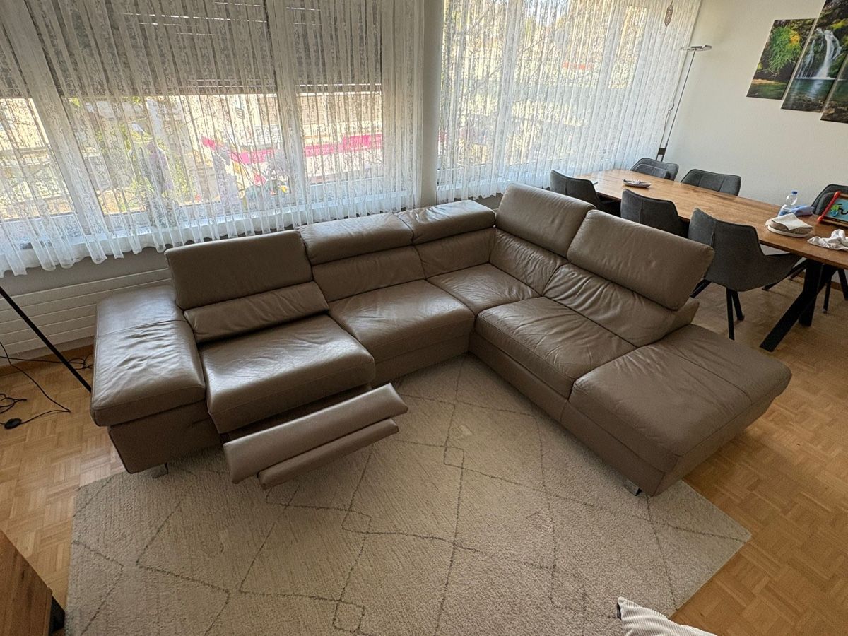 Divani: Ecksofa, beige Ledergarnitur mit Relaxfunktion – Usato da Dübendorf venduto da nela123 2
