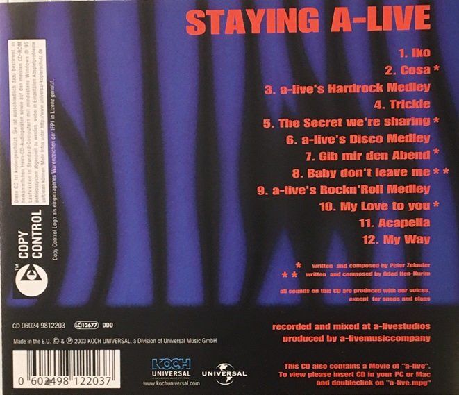 CD: A-live Acapella - Staying A-Live – Usato da Grüningen venduto da azulgris 1