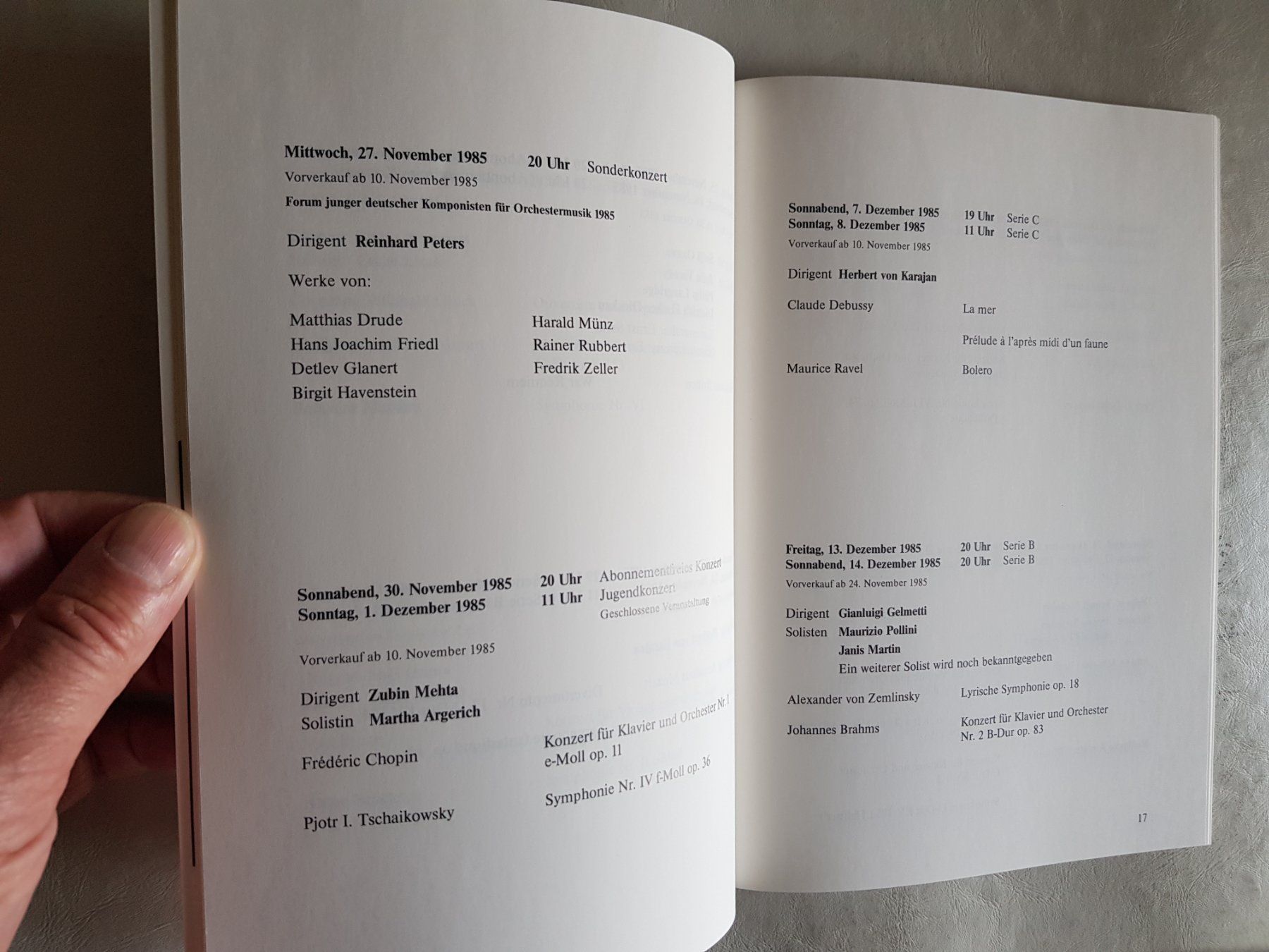 Libri: Programm Berliner Philharmonisches Orchester 1985/1986 – Usato da Walterswil BE venduto da Lonitti 2