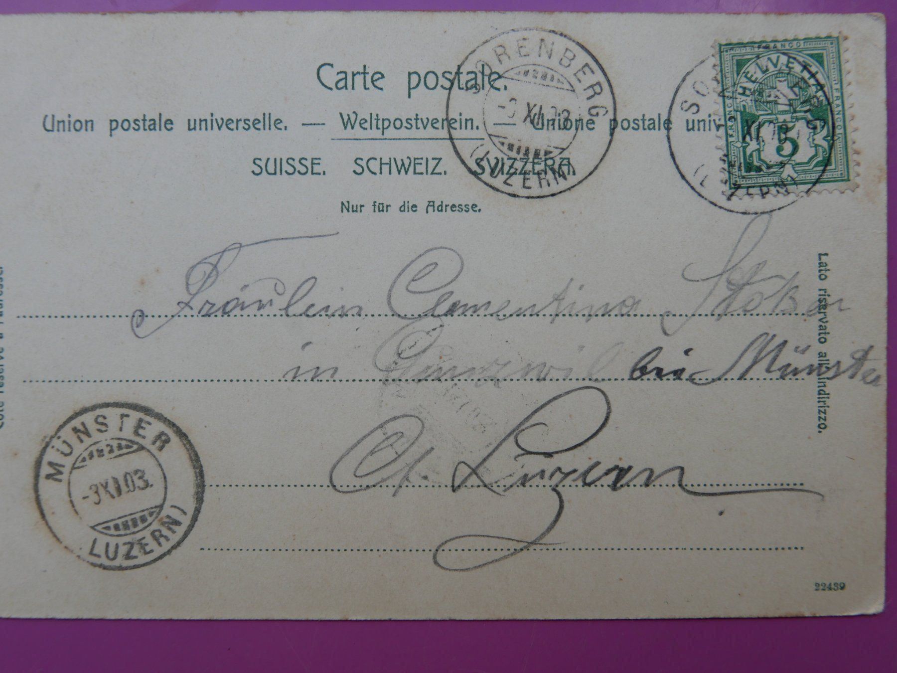 Ansichtskarten: Ansichtskarte Sarnen 1903 – Gebraucht aus Rotkreuz von nigal 2