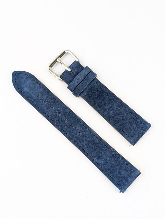 10 Bracelets De Montre 20 Mm - Bleu Intérieur Noir - Boucle Argentée