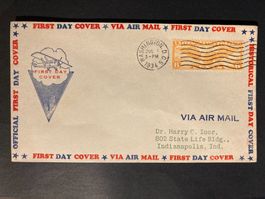 USA 1934 illustrierter FDC 6c Flugpost Globus Flügel