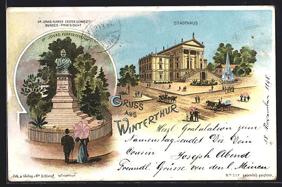 Ansichtskarten: Litho Winterthur, Stadthaus, Dr. Jonas F – Gebraucht aus Berlin von bartko-reher